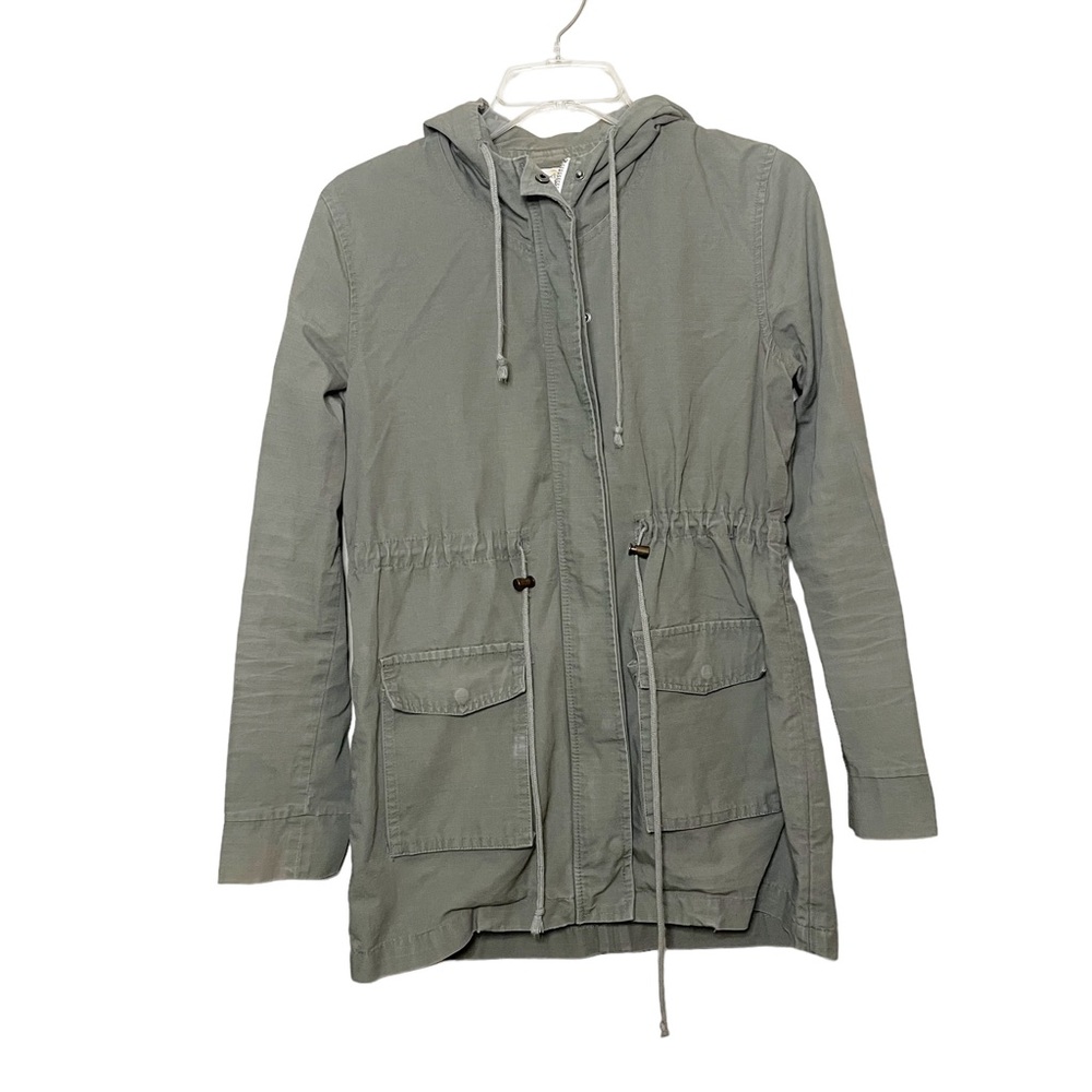 Marine Layer Olive Green Utility Jacket Full Zip Drawstring Waist